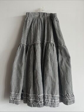 Women’s Black and White Gingham Tiered Skirt